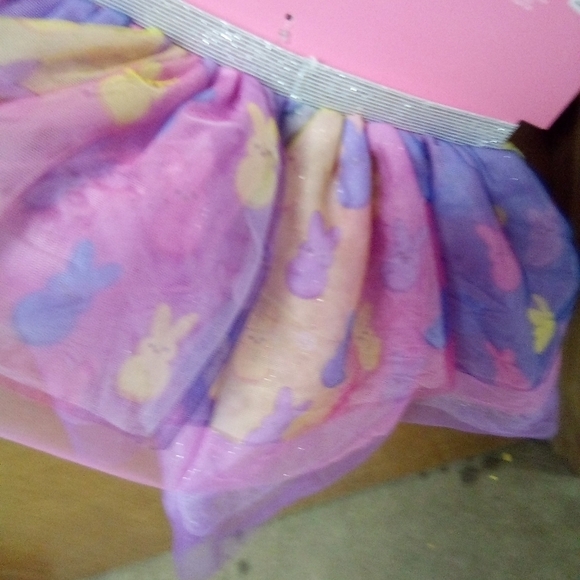 New Girl's Peeps Easter Bunny Rabbit Tulle  Tutu Skirt & Headband Ages 3+ - Picture 2 of 5